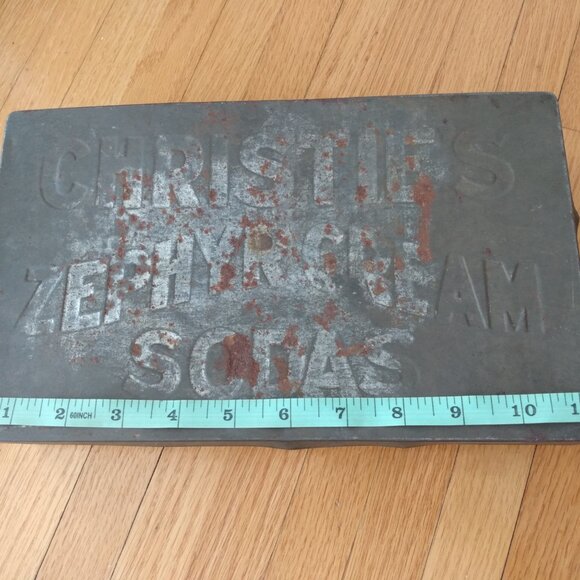 Antique 1800s Biscuit Tin Christie's Zephyr Cream Sodas Rusty Shabby Box Vintage - Picture 3 of 14